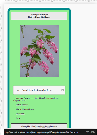 field guide screenshot v.4 jQuery Mobile - tablet